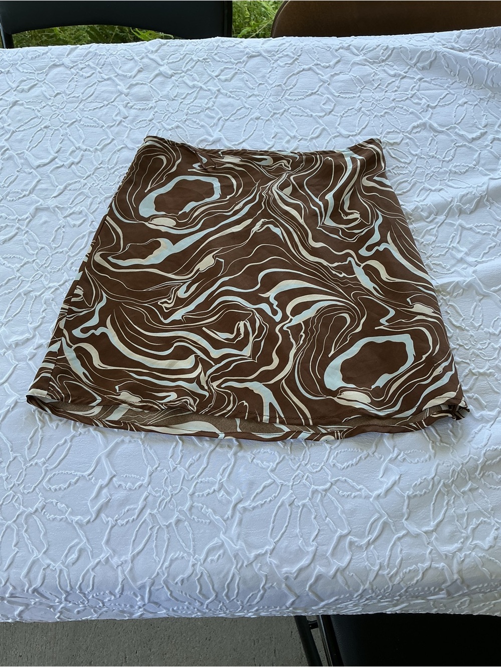 Brown Swirl Print Mini Skirt - Contemporary Casual Style